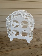 🍷 Estante de vino Pier 1 Shabby Chic de madera blanca - Tiene capacidad para 4 botellas 🍾 Bar vintage segunda mano  Embacar hacia Mexico