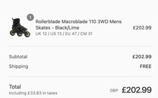 Rollerblades size uk. for sale  OKEHAMPTON