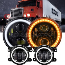 Kit de faróis de LED 7 polegadas anel olhos de anjo + 4 polegadas luzes de neblina de LED para Jeep, usado comprar usado  Enviando para Brazil