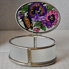 Vitral pintado à mão caixa de bugigangas borboleta e flores AMIA Studios comprar usado  Enviando para Brazil