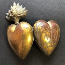 Ornamento medalhão 4” coração sagrado ex voto, antigo vintage estampado França DEPOSE comprar usado  Enviando para Brazil