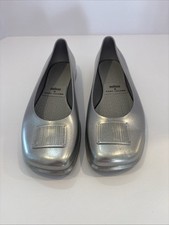 Sapato sem salto Marc Jacobs Melissa prata tamanho 36 US7 biqueira redonda balé metálico novo comprar usado  Enviando para Brazil