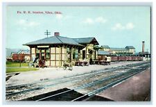 Cartão postal antigo c1910's PA R. R. Railroad Depot Station Wagon Niles Ohio OH comprar usado  Enviando para Brazil