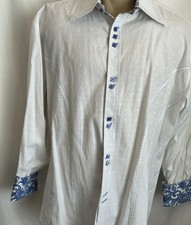 Camisa masculina Lango Couture branca com costura azul autêntica comprar usado  Enviando para Brazil