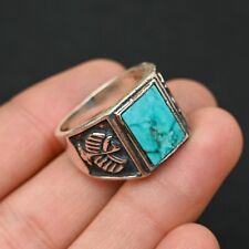 Anel masculino turquesa prata esterlina 925 feito à mão - Anel de declaração todos os tamanhos - BJ39 comprar usado  Enviando para Brazil