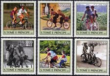 Conjunto de selos tandem de bicicletas/bicicletas/bicicletas/ciclismo 6v sem marca de charneira (2003 St Thomas & Prince) comprar usado  Enviando para Brazil