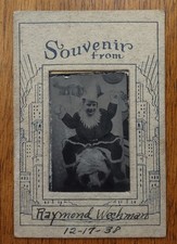 Foto vintage lembrança Natal Papai Noel no panda adereço rosto de criança emoldurado identificado  comprar usado  Enviando para Brazil