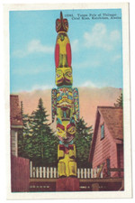 CARTÃO POSTAL ANTIGO 1920 TOTEM PÓLO DE THLINGET CHEFE KIAN KETCHIKAN ALASKA comprar usado  Enviando para Brazil