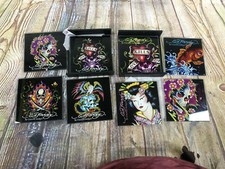 Juego de 2 posavasos de vidrio Ed Hardy Skulls con diseños de variedad de caddy segunda mano  Embacar hacia Mexico