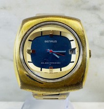 Relógio eletrônico masculino vintage Benrus mostrador azul tom dourado janela de data 41 mm comprar usado Relógio eletrônico masculino vintage Benrus mostrador azul tom dourado janela de data 41 mm comprar usado  Enviando para Brazil