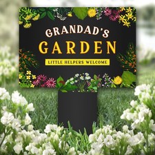 Placa de jardim personalizada flores pretas jardim do avô placa estaca de chão comprar usado  Enviando para Brazil