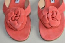 Nuevo Manolo Blahnik Petala Camelia Coral Naranja Sandalias Ante Desliza Zapatos, usado comprar usado  Enviando para Brazil