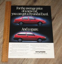 Hyundai Car AD 1987 Excel 4-Door Sedan original ONE magazine page advertisement comprar usado  Enviando para Brazil