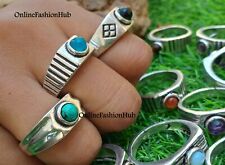 Lote de anillos para hombre enchapados en plata esterlina 925 de ónix verde y mezcla de piedras preciosas al por mayor  segunda mano  Embacar hacia Argentina