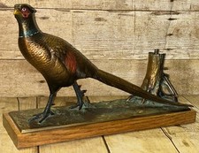 Isqueiro de mesa vintage grande austríaco pintado a frio Spelter faisão fósforo atacante comprar usado  Enviando para Brazil