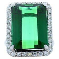 Anel de casamento verde grama exuberante 16,39 CT corte esmeralda turmalina com halo branco CZ comprar usado  Enviando para Brazil