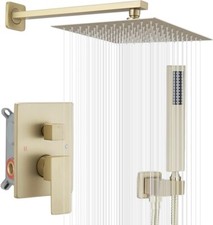 Sistema de chuveiro dourado escovado 10 polegadas banheiro luxo misturador de chuva chuveiro conjunto combo comprar usado  Enviando para Brazil