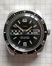 TIMEX RALLY Motor Sports relógio de data 1973 aço preto WR 5 metros corrida comprar usado  Enviando para Brazil