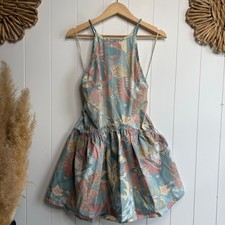 Mini vestido Free People floral babado algodão costas abertas plissado tropical XS comprar usado  Enviando para Brazil
