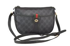 Auténtico Bolso de Hombro GUCCI Web Línea Jerez GG PVC Cuero Negro Chatarra 6149L segunda mano  Embacar hacia Argentina