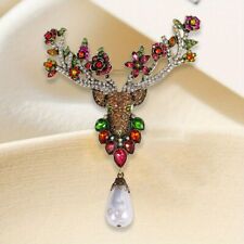 Broche cabeça de veado exagerado strass alce broche pingente acessório corpete comprar usado  Enviando para Brazil