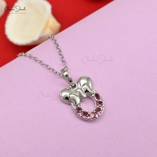 Pingente de joia infantil ouro branco 14k turmalina natural outubro pedra do nascimento 1/4 CT comprar usado  Enviando para Brazil