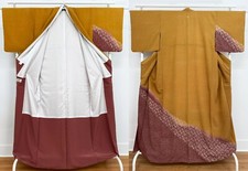 Quimono longo amarelo mostarda vintage, tradicional autêntico quimono japonês comprar usado  Enviando para Brazil