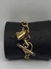 Berloque de coração corrente robusta tom dourado Juicy Couture J 7" pulseira alternada 50,5 g comprar usado  Enviando para Brazil