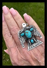 NAVAJO ~BLUE KINGMAN ~TURQ~THUNDERBIRD RING~LEROY JAMES comprar usado NAVAJO ~BLUE KINGMAN ~TURQ~THUNDERBIRD RING~LEROY JAMES comprar usado  Enviando para Brazil