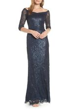 Vestido TADASHI SHOJI azul marinho lantejoulas cintilantes bordado fora do ombro 16 XL comprar usado Vestido TADASHI SHOJI azul marinho lantejoulas cintilantes bordado fora do ombro 16 XL comprar usado  Enviando para Brazil