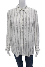 Equipamento Feminino Folha de Música de Seda Estampa Botão Frontal Top Branco Tamanho XS comprar usado  Enviando para Brazil