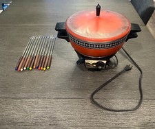 Vintage Oster Imperial "Super Pan" Vermelho - Panela/Aquecedor com Garfos de Fondue comprar usado  Enviando para Brazil