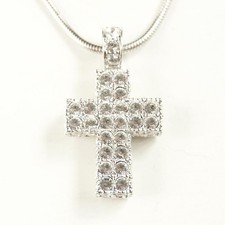 Pingente cruz Swarovski prata cristal transparente colar 16mm topo 40cm corrente usado comprar usado  Enviando para Brazil