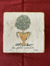 PINTADO À MÃO! M. Hughes “le petite jardin”, placa de parede de gesso topiário com ouro comprar usado  Enviando para Brazil