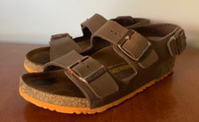 Sandálias infantis Birkenstock couro marrom Milano Mocca tamanho 33 feitas na Alemanha 2 comprar usado  Enviando para Brazil