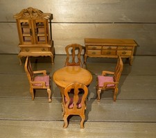 Lote de móveis de madeira vintage para casa de bonecas sala de jantar - cadeiras de mesa cabana buffet comprar usado  Enviando para Brazil