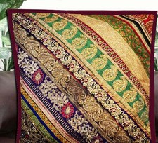 Usado, Capa de travesseiro almofada sala de estar bordada com miçangas patchwork feita à mão 24" comprar usado  Enviando para Brazil