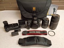 Câmera DSLR Canon EOS 80D 24.2MP com Zoom STM 18-55mm + Zoom 75-300mm + Bolsa + Punho - Bom! comprar usado  Enviando para Brazil
