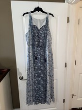 Vestido feminino Studio One forrado sem mangas zíper nas costas tamanho 16w padrão azul floral comprar usado  Enviando para Brazil
