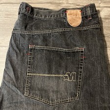 Usado, Shorts skatista Mecca Vintage Extreme preto folgado jeans Y2K tamanho 58 (56”x18”) comprar usado  Enviando para Brazil