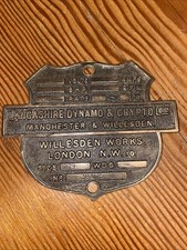 Placa de latón de maquinaria industrial vintage Lancashire Dynamo & Crypto Ltd segunda mano  Embacar hacia Mexico