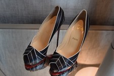 Sapato de Salto Christian Louboutin UNDESSIN ALTA 120 Listrado Plataforma Preto 36.5 -6US comprar usado  Enviando para Brazil