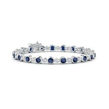 Regalo de cumpleaños para ella pulsera tenis piedras preciosas zafiro azul natural plata 925 segunda mano  Embacar hacia Argentina