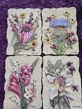 Conjunto de 4 penduras de parede Cheri Blum 3D resina floral jardim botânico comprar usado  Enviando para Brazil