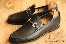 Sapatos Mocassim Salvatore Ferragamo Couro Preto Prata Bit Masculino Reino Unido 8 EE EUA 9 comprar usado  Enviando para Brazil
