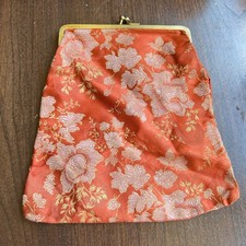 Bolsa Kimono Tradicional Japonesa Princesa Seda Vermelha/Laranja Dourada Kiss Lock, usado comprar usado  Enviando para Brazil