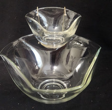B#157 Vintage Indiana Vidro Transparente Chip and Dip Bowl Conjunto com Suporte, usado comprar usado  Enviando para Brazil