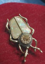 BROCHE ESTILO VINTAGE INSETO ANTIGO OURO ESCARAVELHO BESOURO PIN cristal CONCHA ESFREGÃO comprar usado  Enviando para Brazil