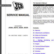 Manual de reparo JCB JS200 JS210 JS220 JS235 oficina serviço 9813/7350 PDF USB comprar usado  Enviando para Brazil