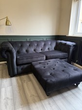 Black velvet chesterfield for sale  ENFIELD